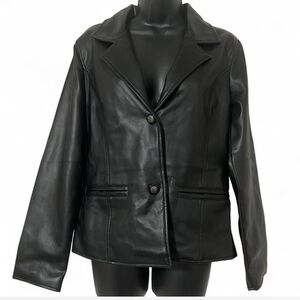 Emporio Armani Collezioni Black Leather Blazer Jacket Made in Italy